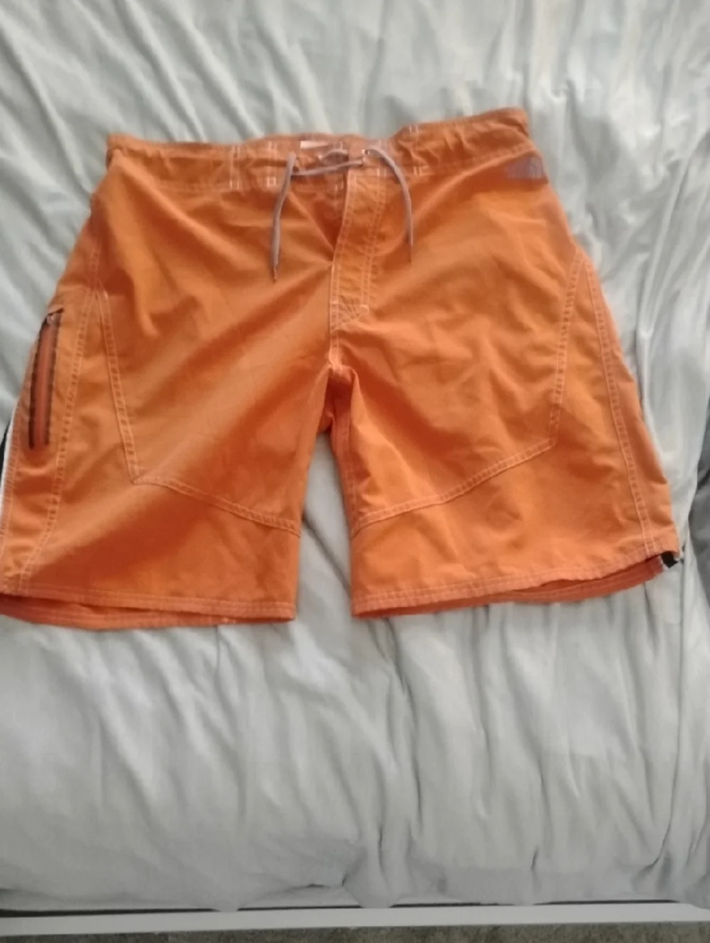 The North Face Orange Men's Swim Board Shorts with Zip Pocket